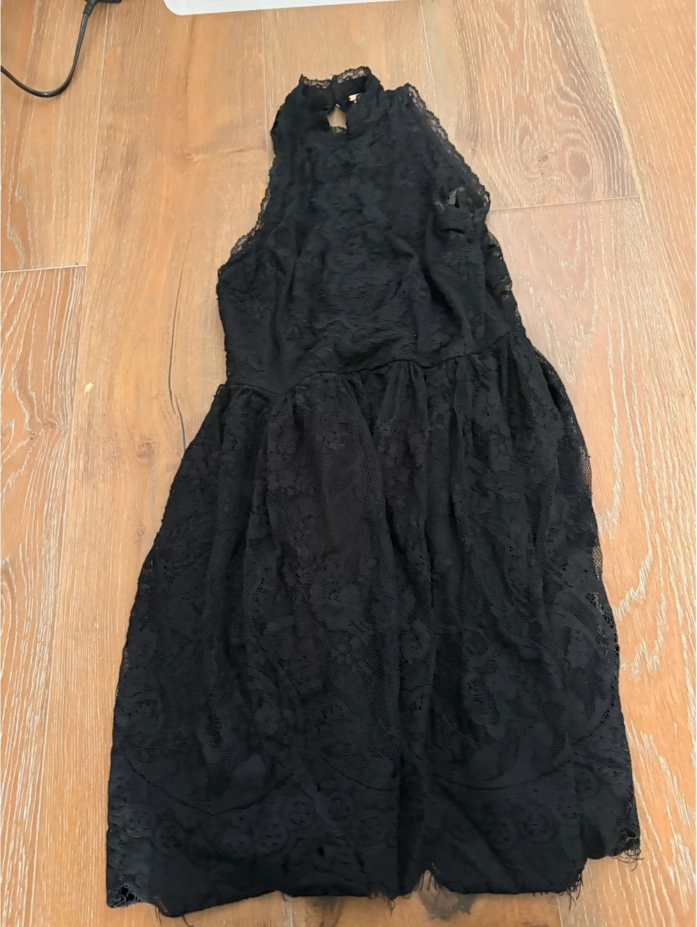 Free People 100% Rayon Lining Black Lace Sleeveless Dress Vintage Size Regular S